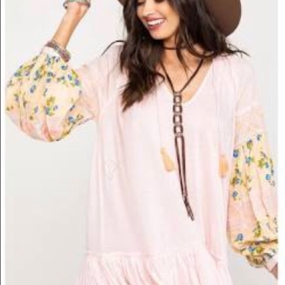 FREE PEOPLE Mix It Up Tunic Pink, Mini Dress - Picture 4 of 8